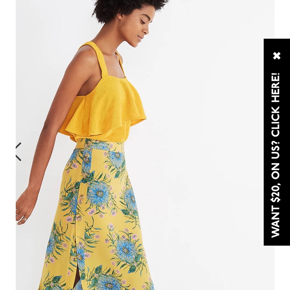 Madewell Silk Side-Button Skirt in Painted Blooms - Picture 4 of 5